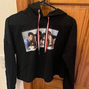 Friends Cropped Hoodie Sweatshirt, Black, Small